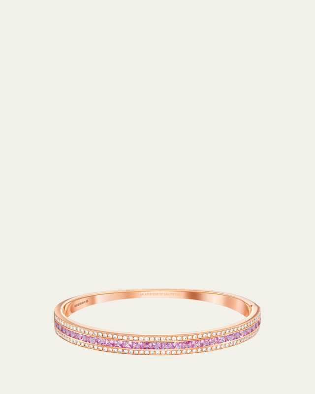 18K Rose Gold Union Diamond and Pink Sapphire Bangle Bracelet